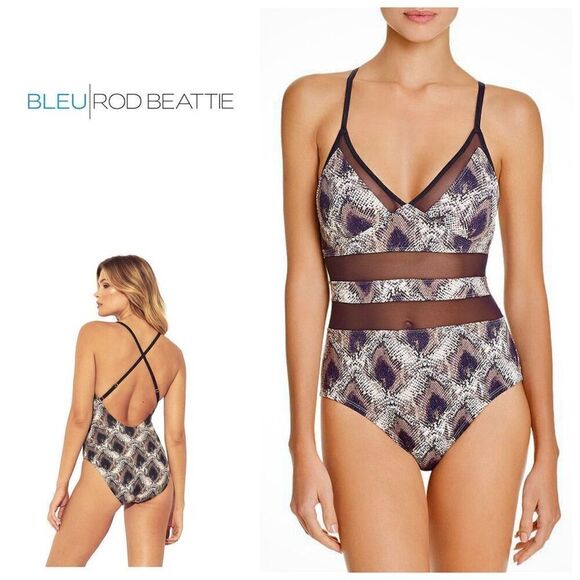 New. BLEU Rod Beattie snake print swimsuit. Retails $139 size 12 - Picture 1 of 11